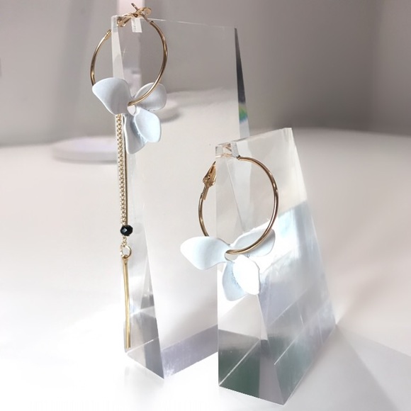 MODERN💙💎FLORAL💛ASSYMETRICAL💛BAR💛HOOPS💎💙DROP - Picture 2 of 8